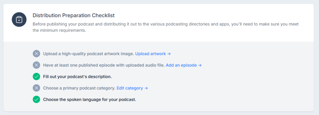 Transistor distribution checklist showing each directory and the feed status beside it